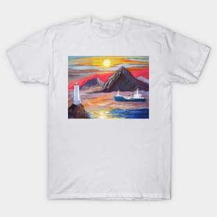 Lighthouse and ship T-Shirt